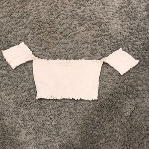 ZARA OFF THE SHOULDER WHITE CROP TOP